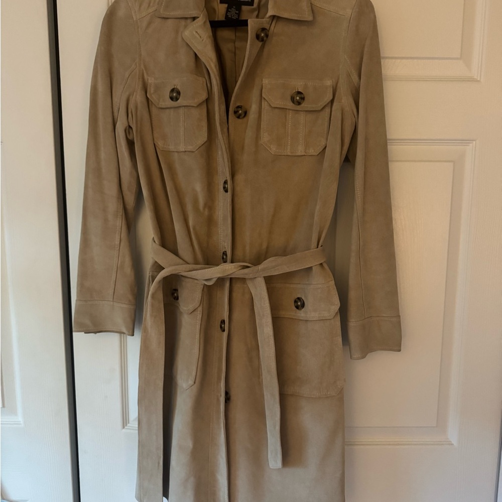 INC International Concepts Beige Suede Trench Coat